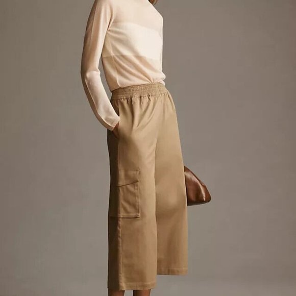 Anthropologie TWENTYSIXHUNDRED CARGO CULOTTE PANTS Tan XL Hepburn Vibes Iconic - Picture 1 of 6